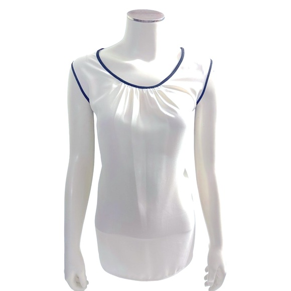 Anne Klein Colorblock Sleeveless Shell, Size 14 - White & Black - Picture 1 of 16